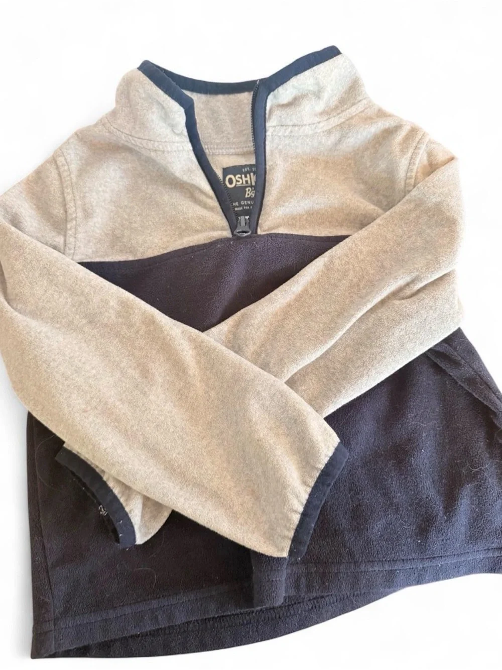 OshKosh B'gosh Two-Tone Quarter-Zip Pullover Sweater - Tan & Navy